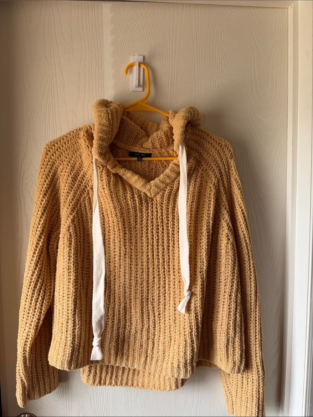 Women Hooded Knit Sweater - Tan